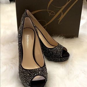 Black, rhinestone embellished Enzo Angiolini shoes